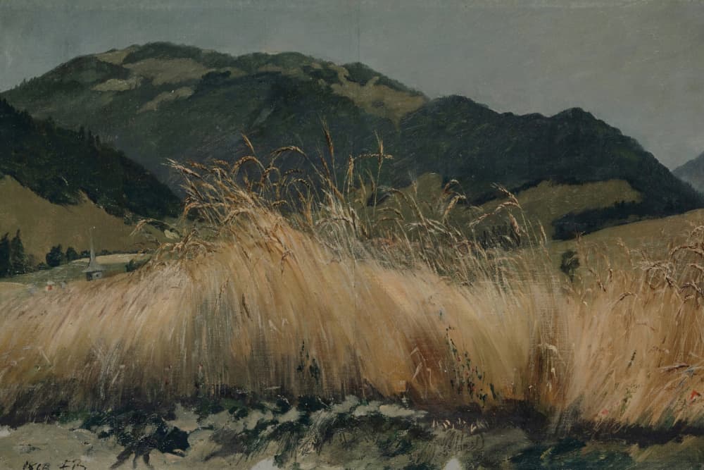 Golden Grass Mountains by The Art Concept — canvas wall art