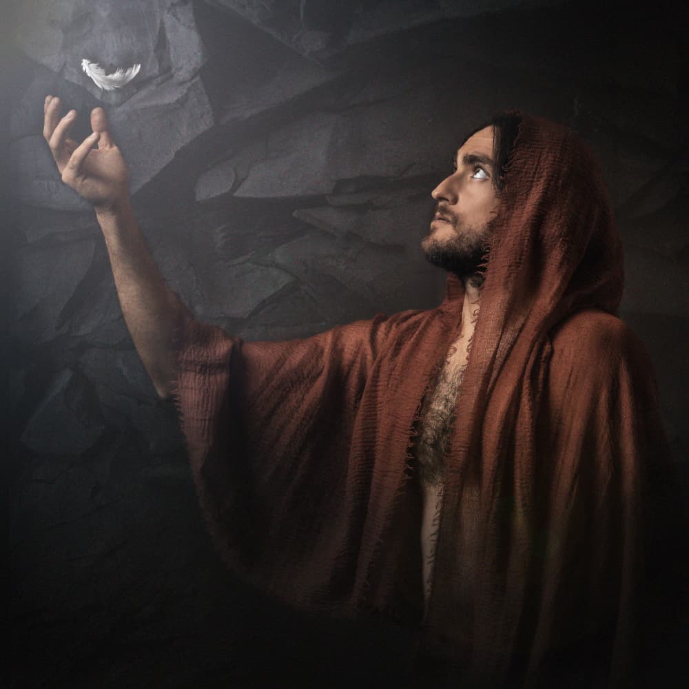 Hooded Man and Feather by Robert Girmencea — canvas wall art