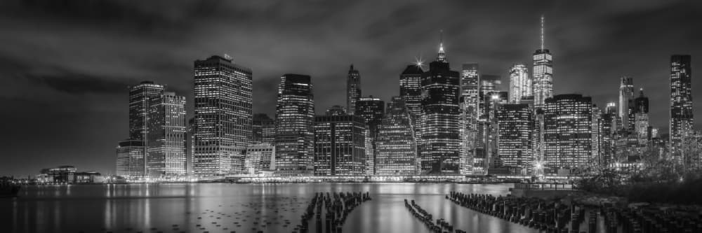 New York Night Skyline by Melanie Viola — canvas wall art