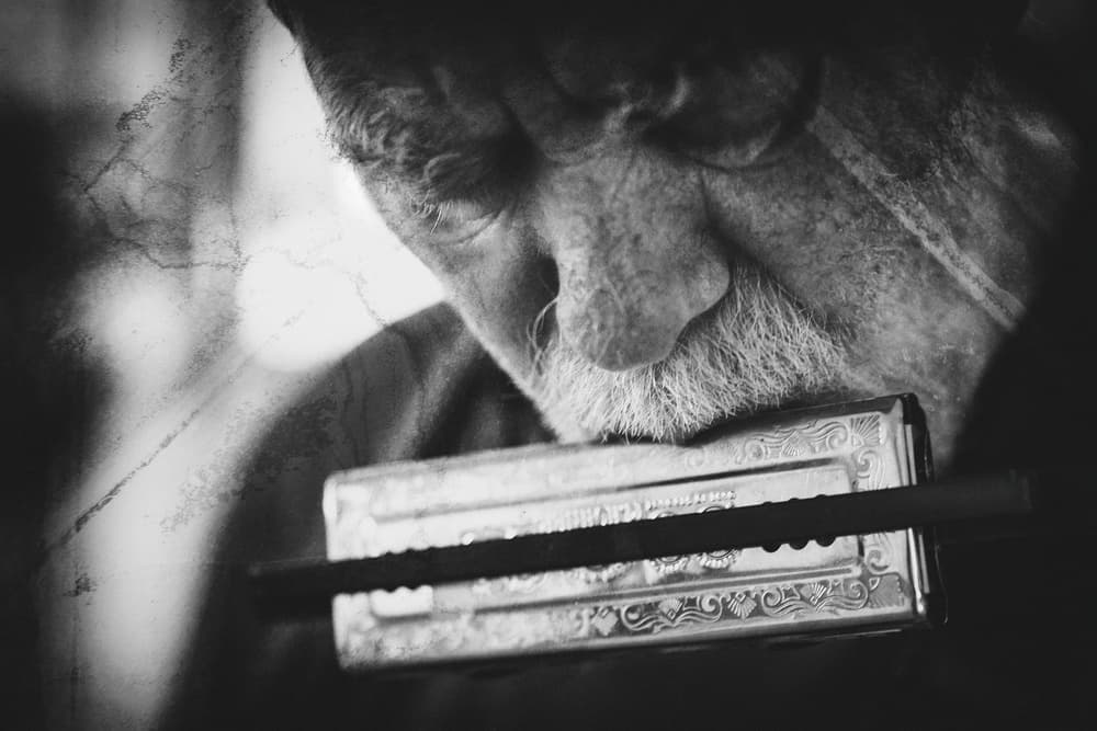 Soulful Harmonica Blues by Roswitha Schleicher-Schwarz — canvas wall art