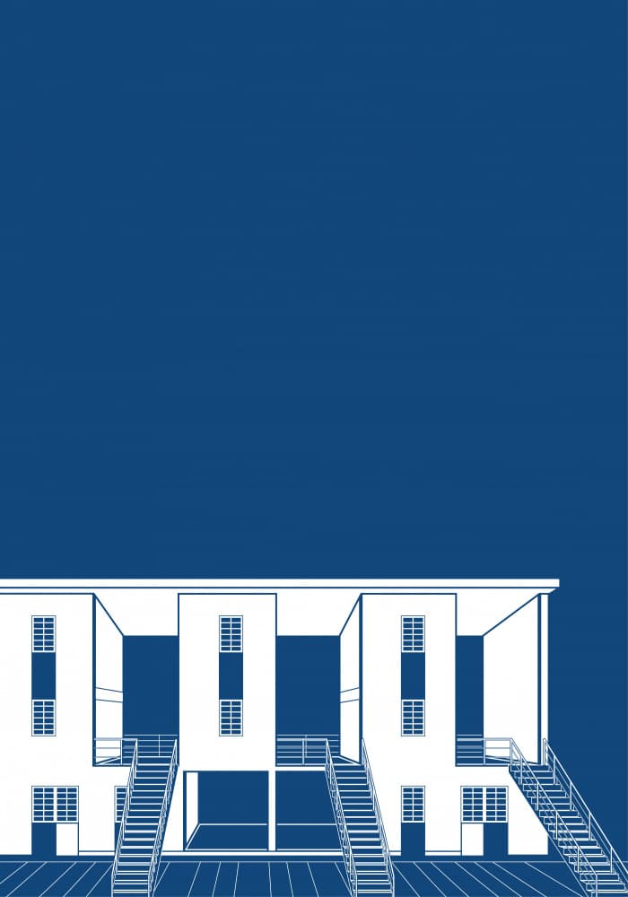 Minimalist Building Blueprint by zaglono — canvas wall art