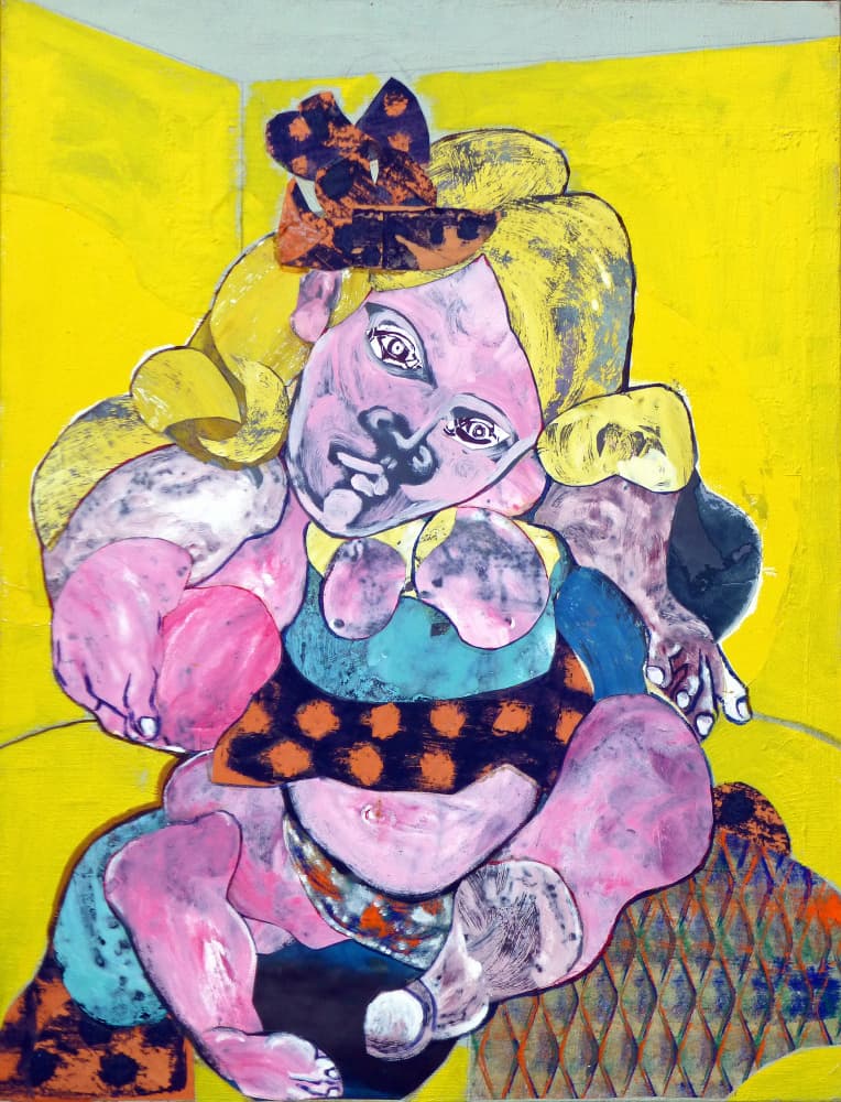 Expressive Pink Portrait by Pascal Marlin — canvas wall art