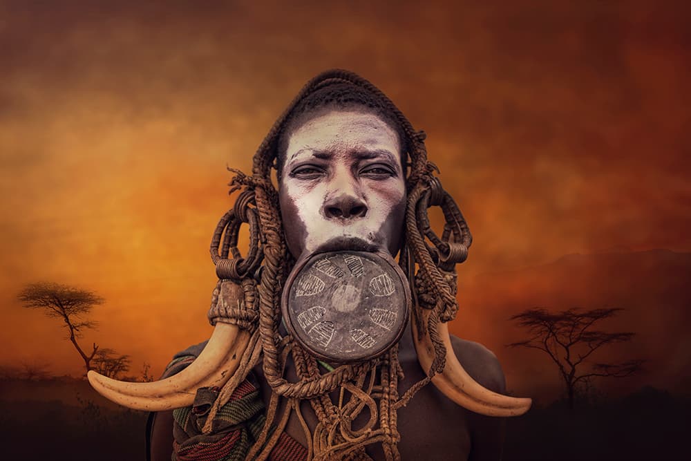 African Tribal Woman Portrait by Svetlin Yosifov — canvas wall art