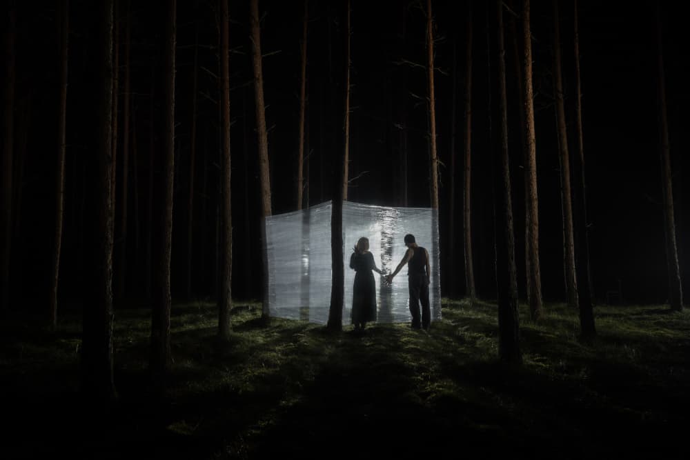 Couple in Glowing Forest by Leszek Paradowski — canvas wall art