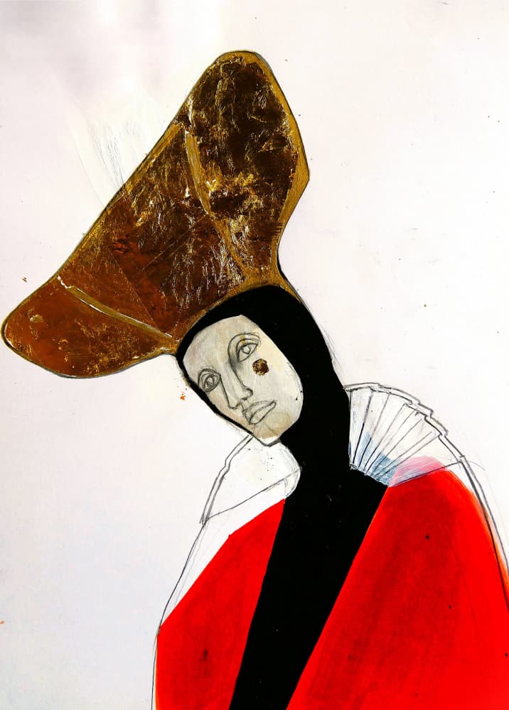 Mysterious Golden Hat Figure by Doris Schmitz — canvas wall art
