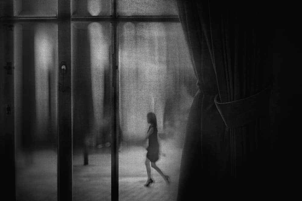 Mysterious Woman Through Window by Teruhiko Tsuchida — canvas wall art