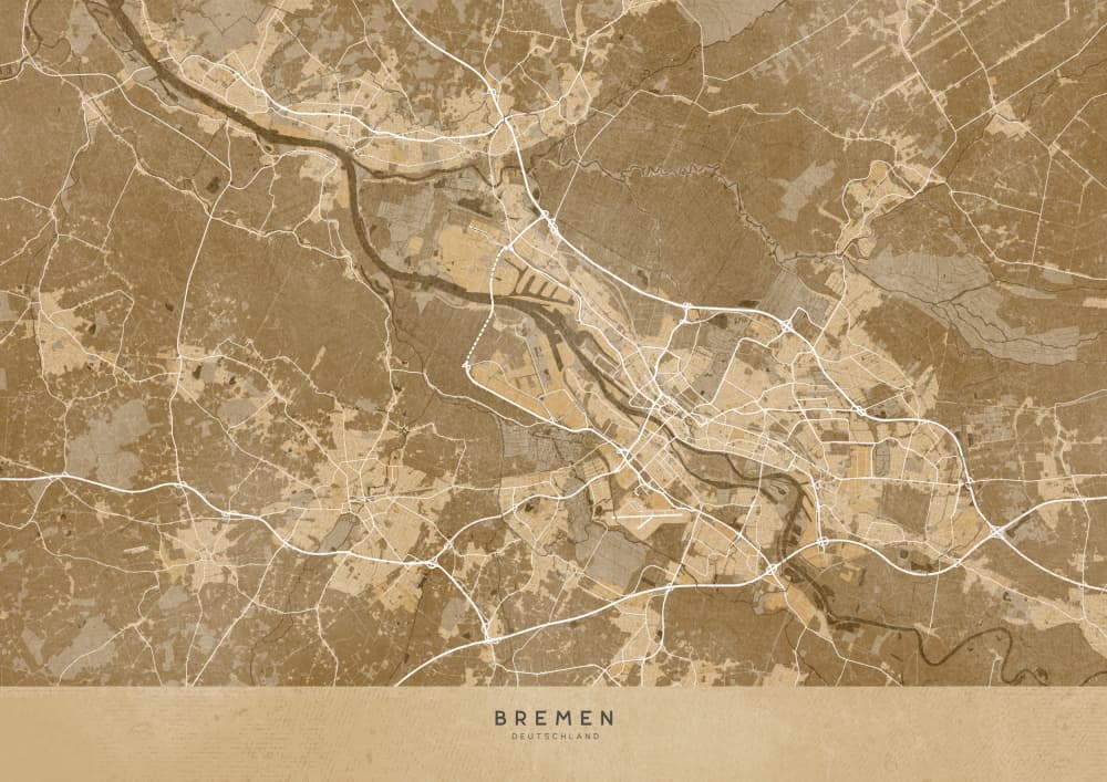 Bremen Vintage City Map by Rosana Laiz Blursbyai — canvas wall art