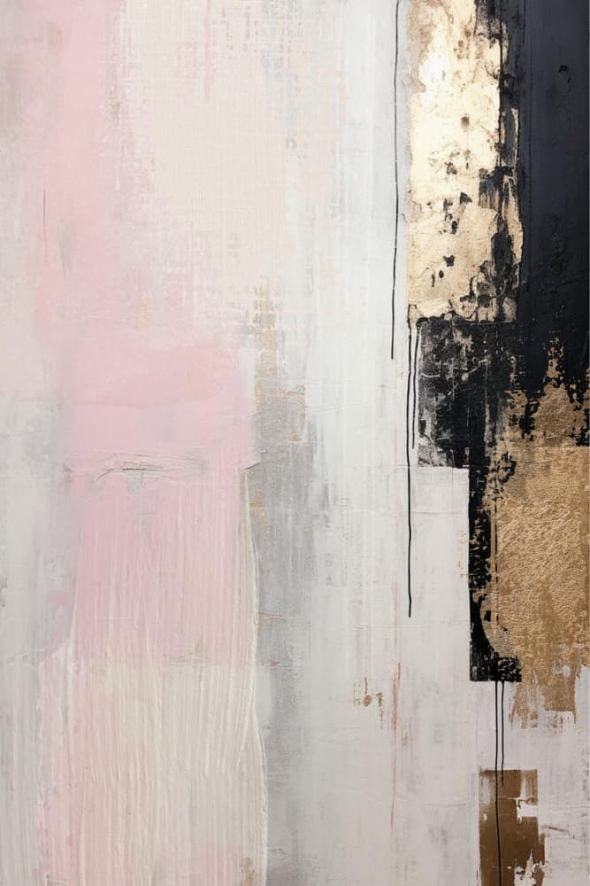 Pink Black Gold Abstract by Sally Ann Moss — canvas wall art