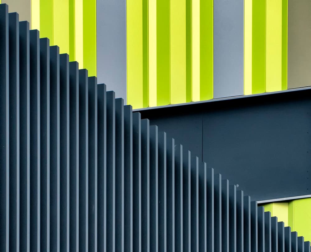 Vibrant Architectural Abstract by Jef Van den Houte — canvas wall art