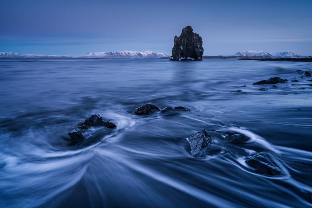 Blue Hour Sea Stack by Jingshu Zhu — canvas wall art