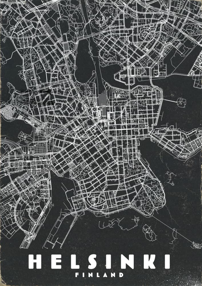 Helsinki City Map by Nicholas — canvas wall art