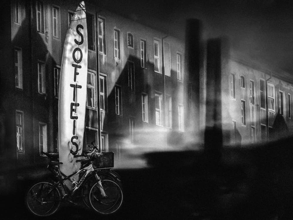 Softeis Sign and Shadows by Holger Goehler — canvas wall art