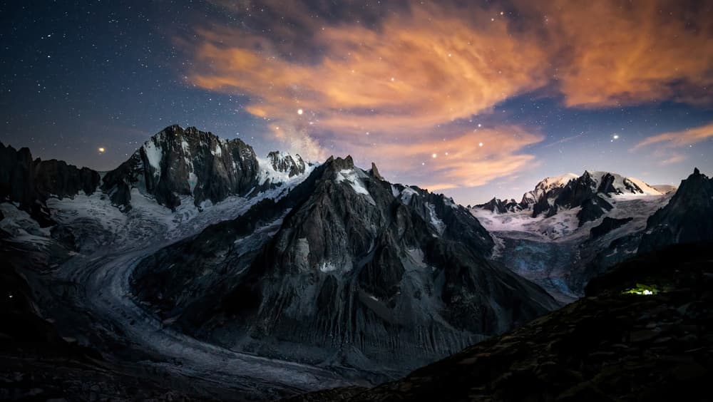 Starry Mountain Night by Álvaro Pérez & Jose M. Pérez. Brothers — canvas wall art
