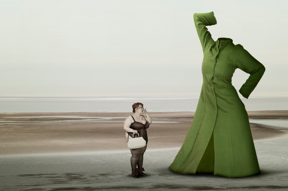 Surreal Green Coat Beach by Christine von Diepenbroek — canvas wall art