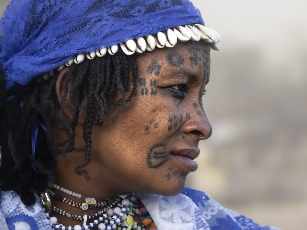 Adorned Tribal Profile by Elena Molina — canvas wall art
