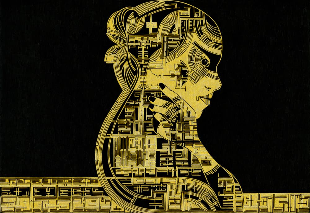 Golden Circuit Woman by Iona Gilburt — canvas wall art