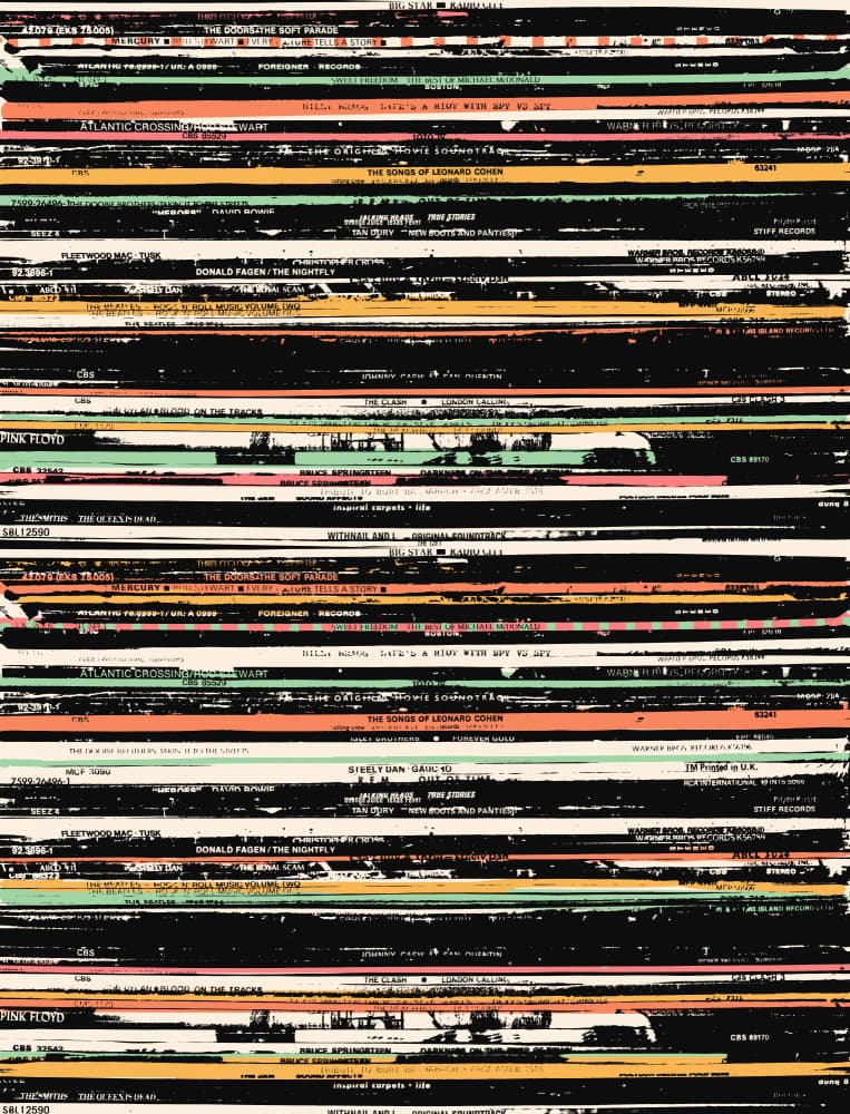 Stacked Vinyl Spines by Florent Bodart — canvas wall art