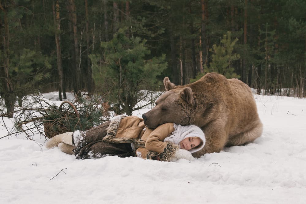 Winter Bear Friendship by Olga Barantseva — canvas wall art