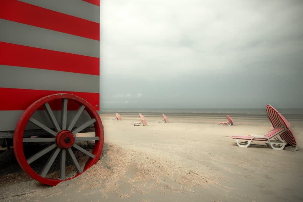 Red Wheel Beach Calm by Gilbert Claes — canvas wall art