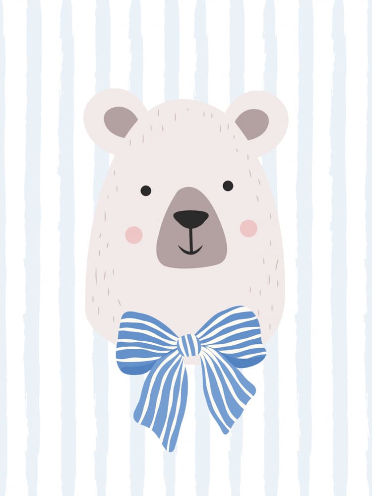 Baby Bear Blue Bow by Mathieu jeuf — canvas wall art