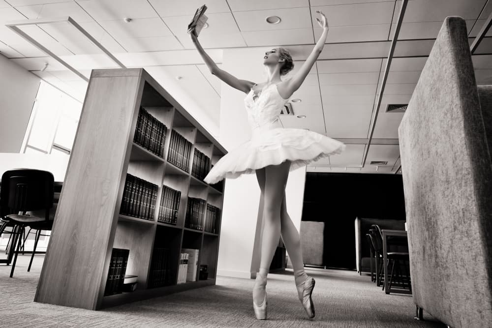 Elegant Library Ballet by Alexandr — canvas wall art