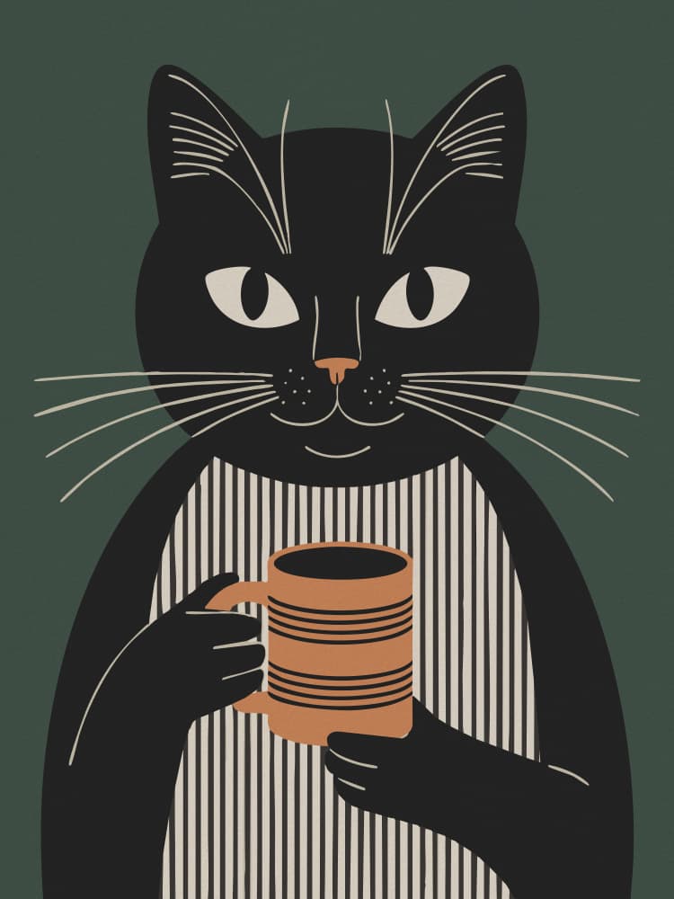 Black Cat Coffee Break by Andreas Magnusson — canvas wall art