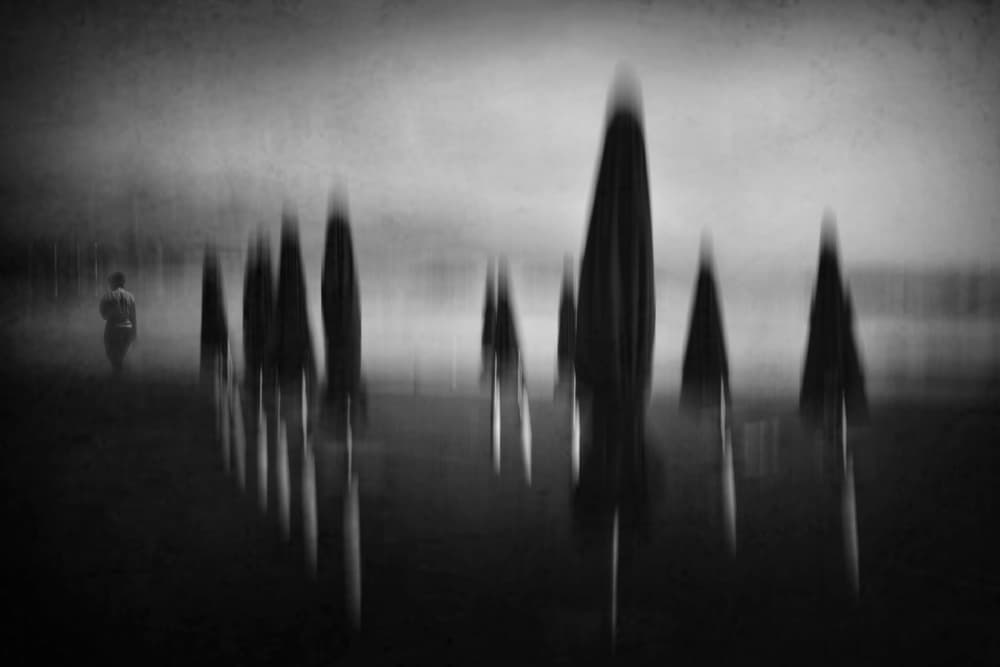 Melancholy Beach Stroll by Antonio Grambone — canvas wall art