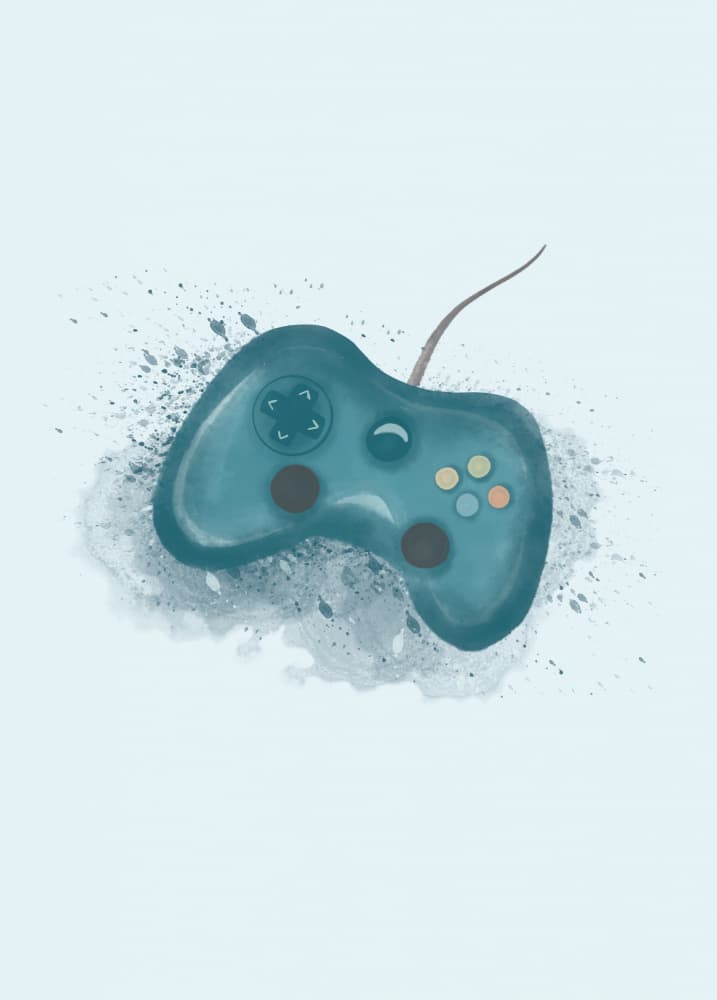 Teal Gaming Splatter by Aminah Eleonora — canvas wall art
