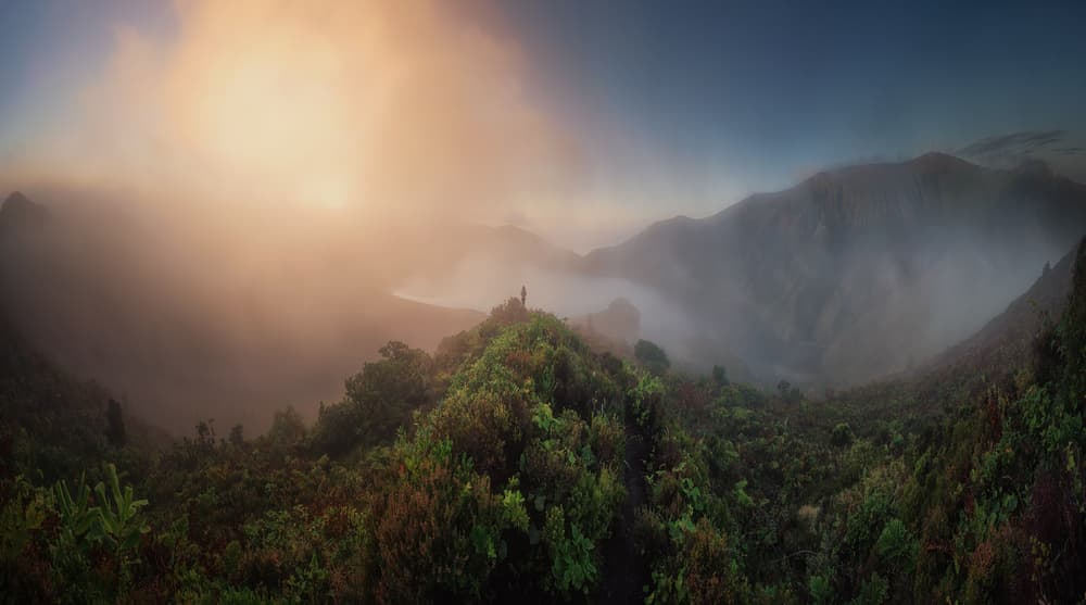 Golden Misty Mountains by Carlos F. Turienzo — canvas wall art