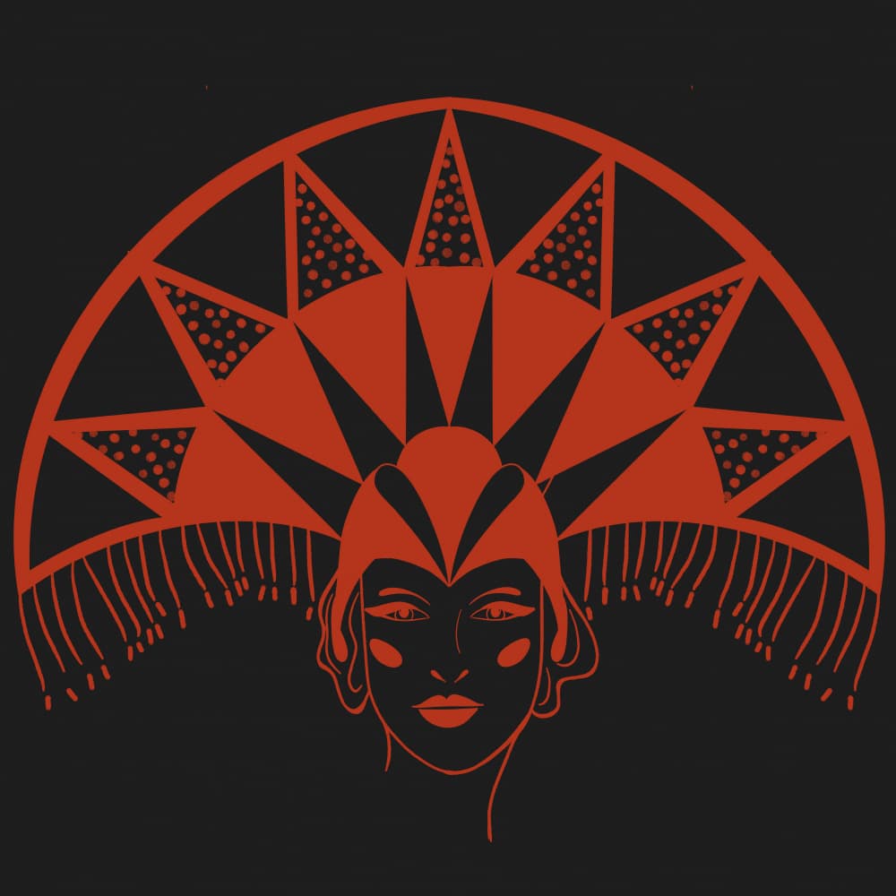 Elegant Fan Headdress Woman by Mela Patterns — canvas wall art