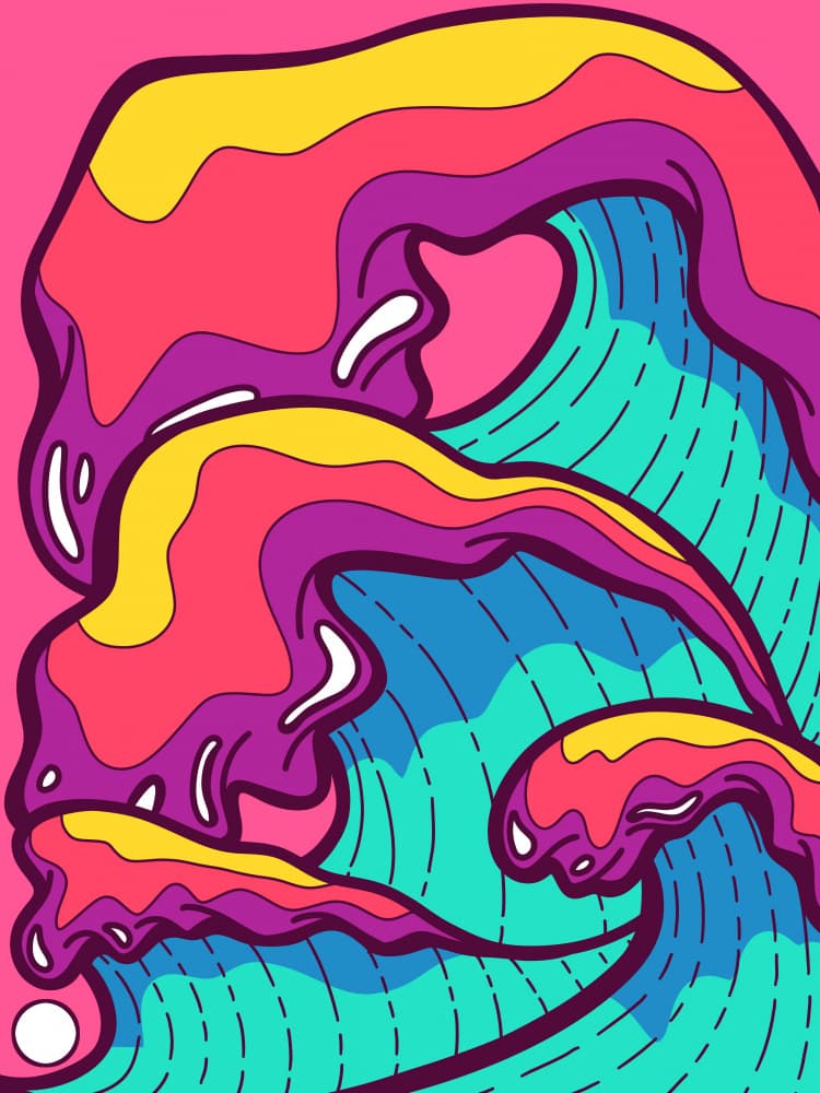Vibrant Abstract Waves by Stephen Wade — canvas wall art