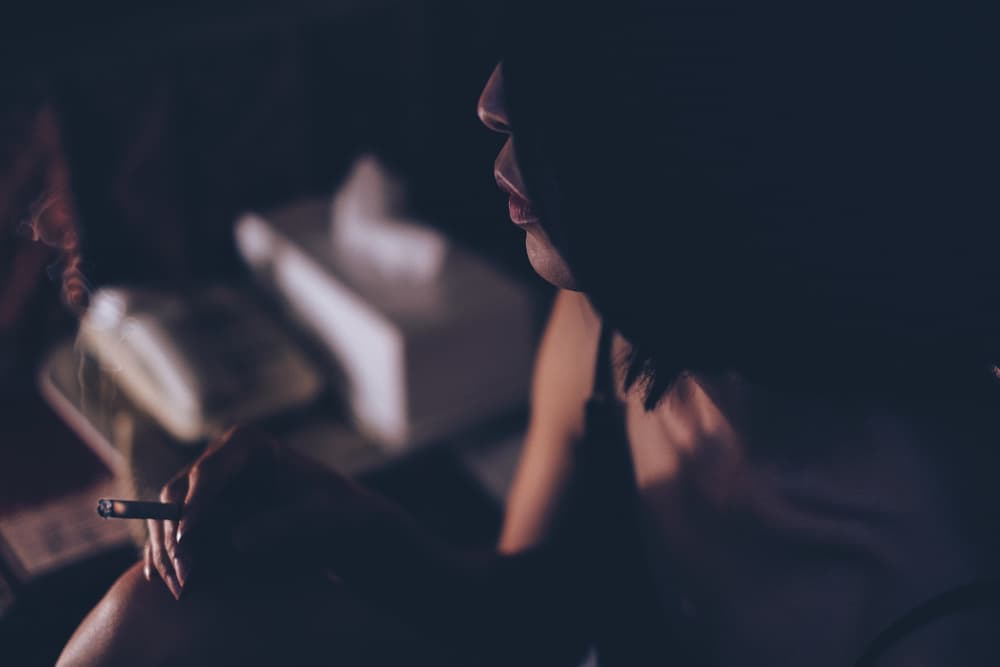 Pensive Smoking Woman by Takaaki Ishikura — canvas wall art