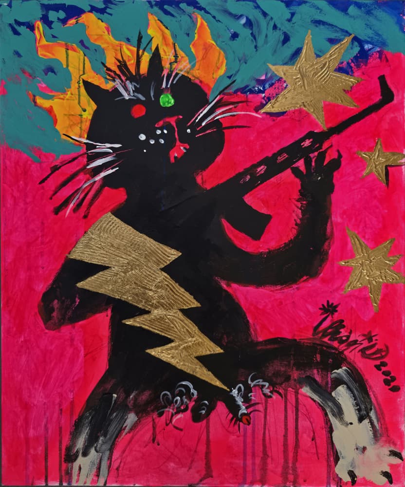 Rebel Cat with Rifle by Kanat Ibragimov — canvas wall art