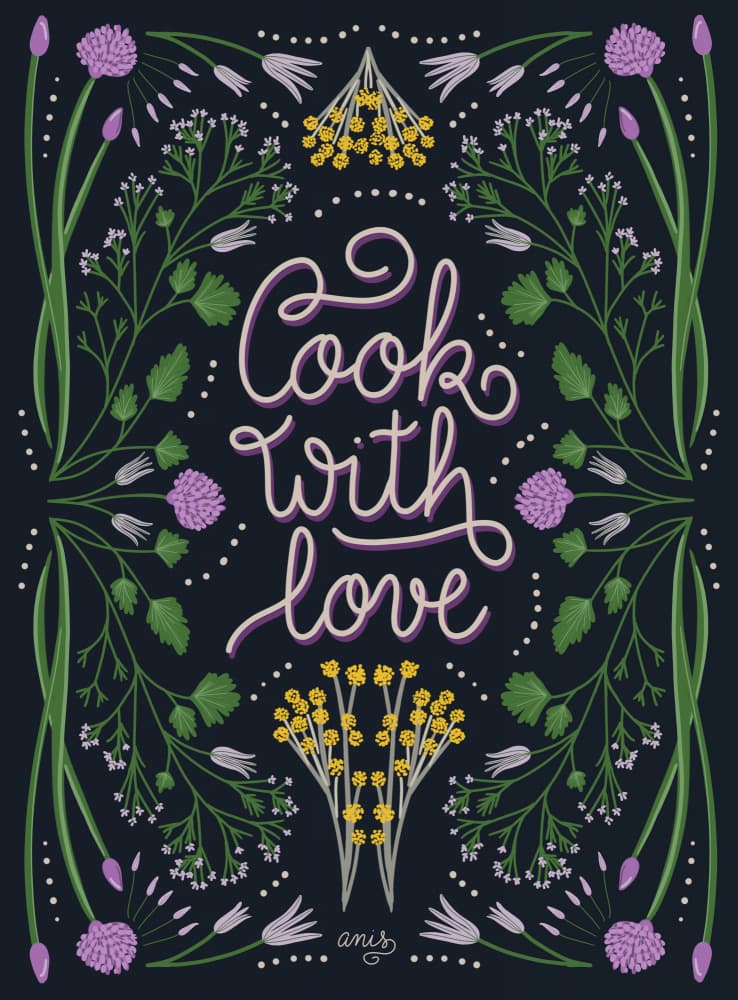 Cook With Love Art Print by Anis Illustration — canvas wall art