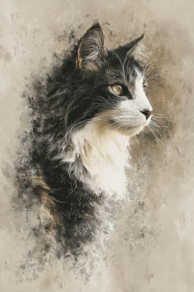 Watercolor Cat Portrait by Rafal Kulik — canvas wall art