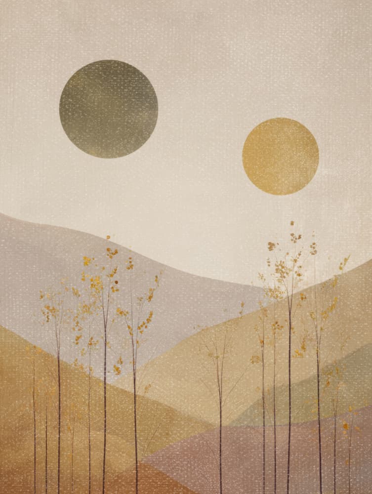 Golden Suns Layered Landscape by Imaginative — canvas wall art