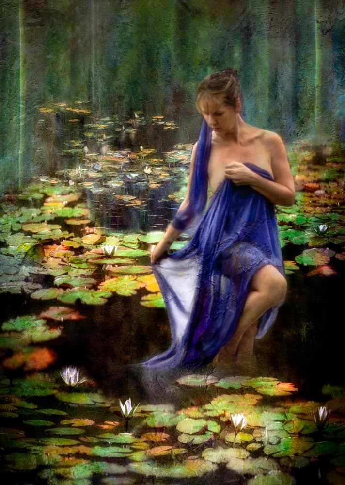 Woman Among Water Lilies by Charlaine Gerber — canvas wall art