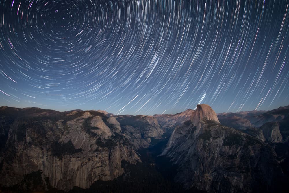 Star Trails Over Half Dome by Christoph Schaarschmidt — canvas wall art