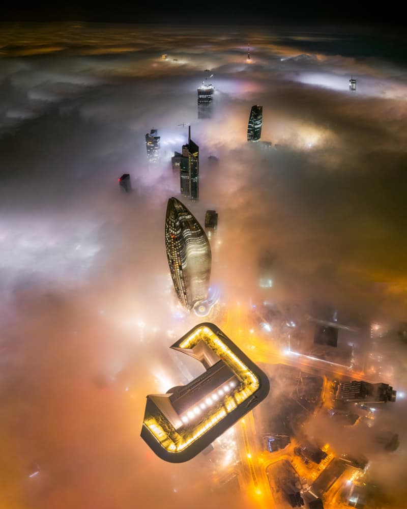City Night Above Clouds by Faisal ALnomas — canvas wall art