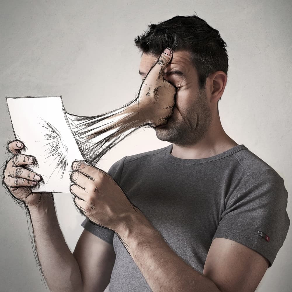 Surreal Drawing Punch by Sebastien DEL GROSSO — canvas wall art