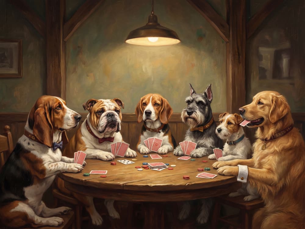 Dogs Playing Poker by Andreas Magnusson — canvas wall art