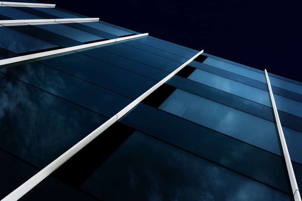 Sleek Blue Architecture by Marc Huybrighs — canvas wall art