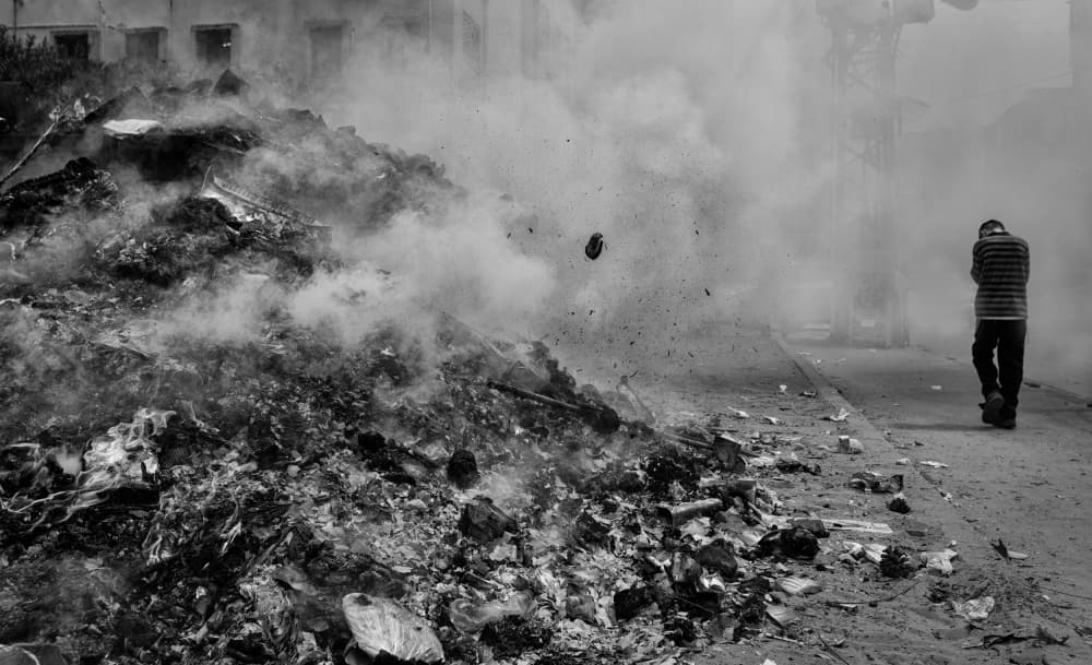 Smoldering Urban Aftermath by Tomer Eliash — canvas wall art