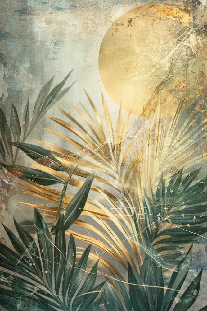 Golden Tropical Foliage by Rafal Kulik — canvas wall art
