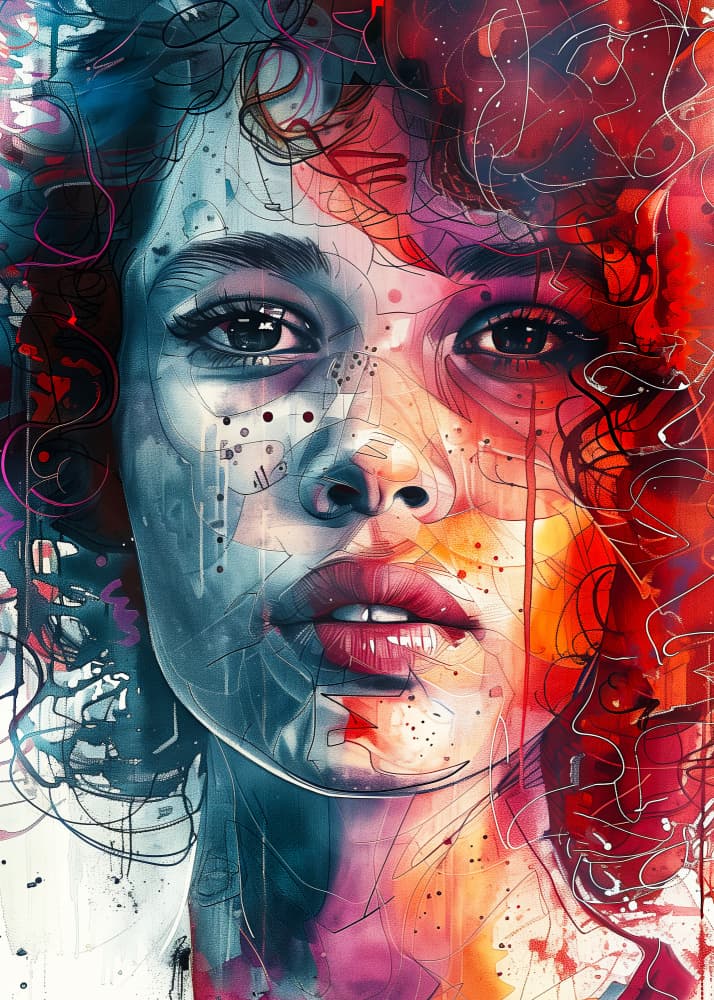Vibrant Abstract Woman by Justyna Jaszke — canvas wall art