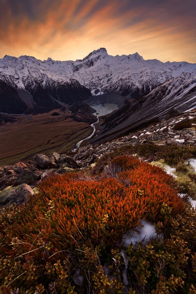 Fiery Mountain Sunset by Yan Zhang — canvas wall art