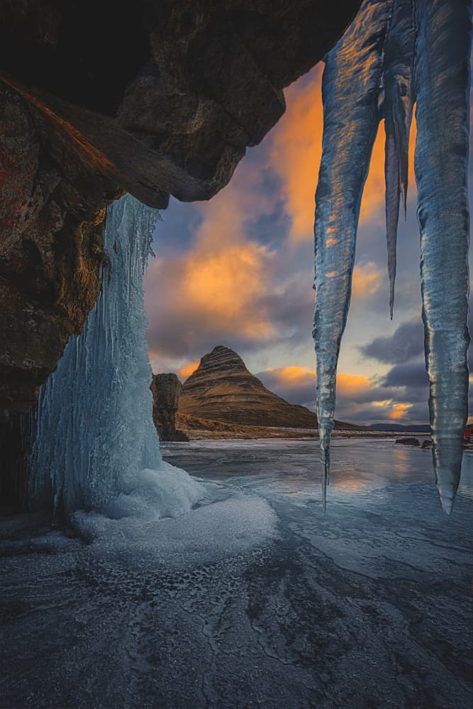 Dramatic Winter Mountain Icicles by Lydia Jacobs — canvas wall art