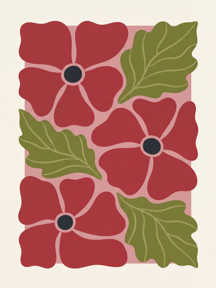 Stylized Red Flowers by Andreas Magnusson — canvas wall art