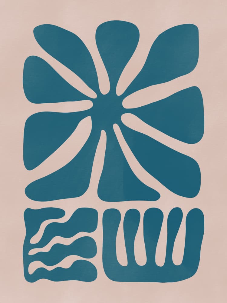 Organic Teal Shapes by Little Dean — canvas wall art