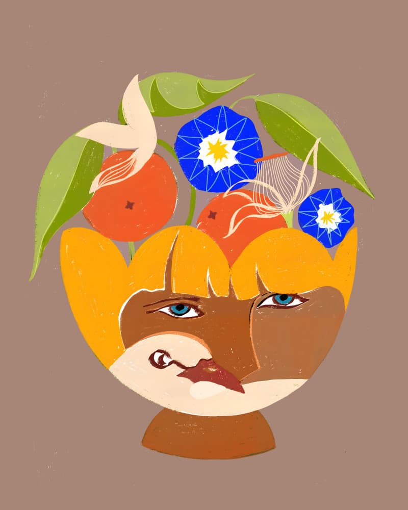 Surreal Face Garden by Uma Gokhale — canvas wall art